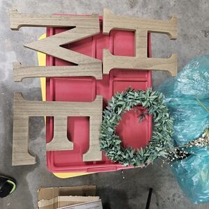 Wooden 'HOME' Wall Decor with Green Wreath